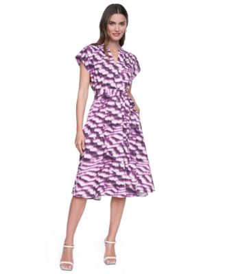 DKNY Women's Cap Sleeve Wrap Midi Dress