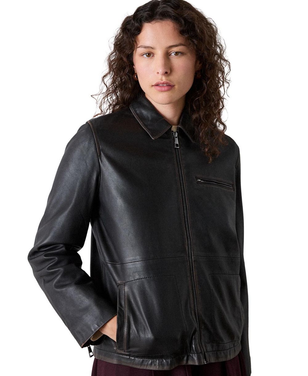 Whistles Women's Kate Burnished Leather Jacket