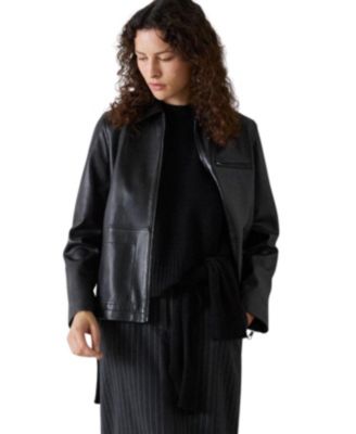 Whistles Women's Kate Zip-Front Leather Jacket