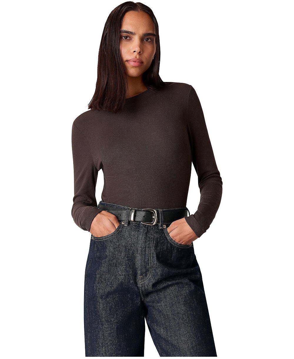 Whistles Women's Essential Long-Sleeve Crewneck Viscose-Blend T-Shirt
