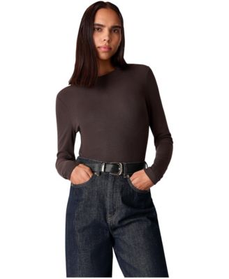 Whistles Women's Essential Long-Sleeve Crewneck Viscose-Blend T-Shirt