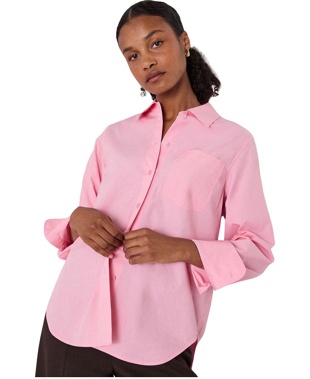 Whistles Women's Cotton Poplin Bib Detail Long-Sleeve Shirt