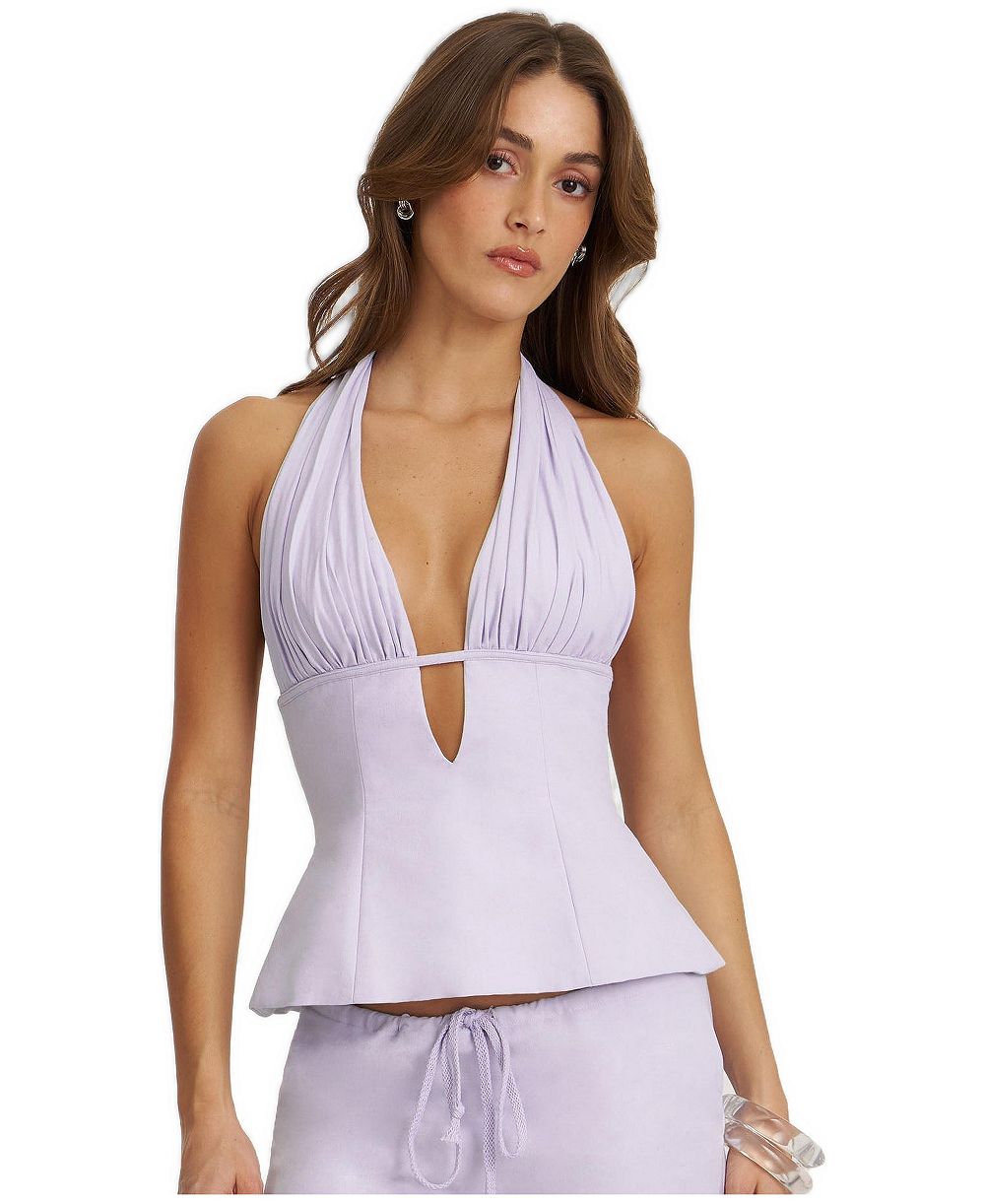 Женский топ Miss Circle Women's Quinzella Linen Plunging Halter Neck