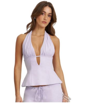 Женский топ Miss Circle Women's Quinzella Linen Plunging Halter Neck