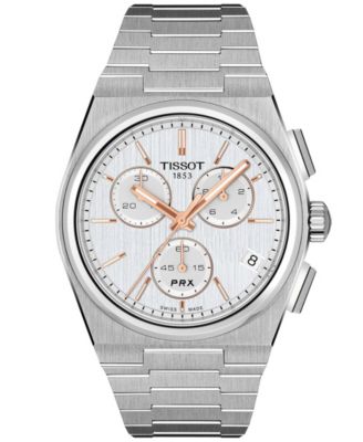 Мужские кварцевые хронографы Tissot с серебристым корпусом из нержавеющей стали, 41 мм