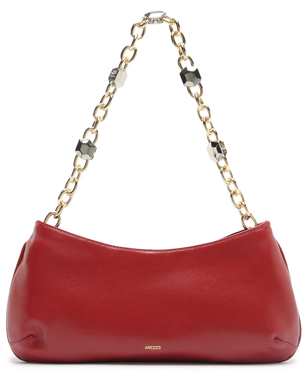 Arezzo Luna Small Leather Chain Baguette Handbag