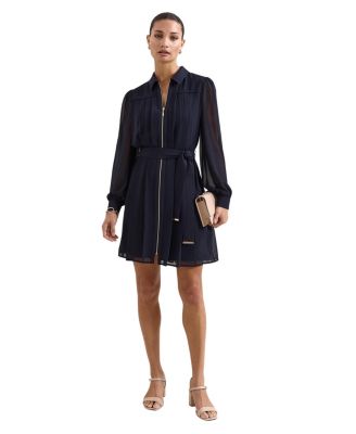Phase Eight Women's Pleated Zip Long-Sleeve Mini Dress