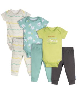 Onesies Brand Набор из 6 предметов: боди и активные штаны для младенцев (от новорожденных до 12 месяцев), нейтральный, цвет Milk Dinner