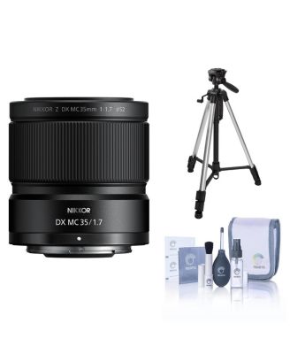 Nikon NIKKOR Z DX MC 35mm f/1.7 Lens, Bundle with Aluminum 3-Section Tripod