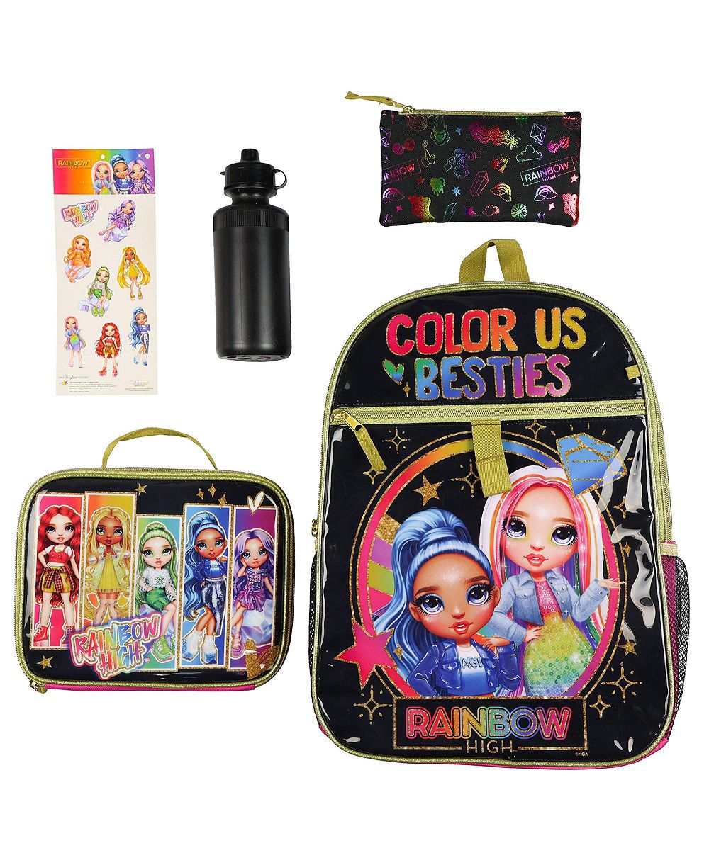 Intimo рюкзак Rainbow High 16 дюймов Color Us Besties, набор из 5 предметов с отстегивающимся ланчбоксом