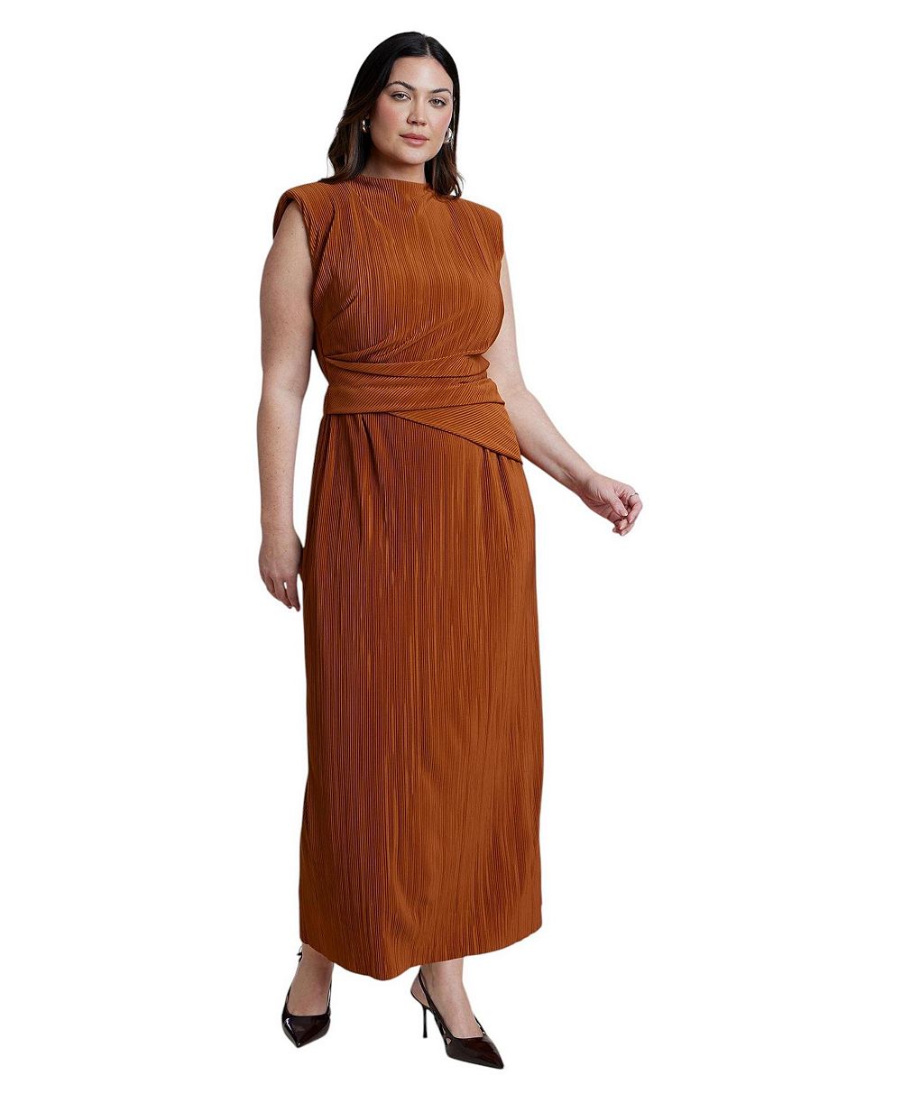 Женское макси-платье ELOQUII Draped Bodice Plisse Maxi Dress