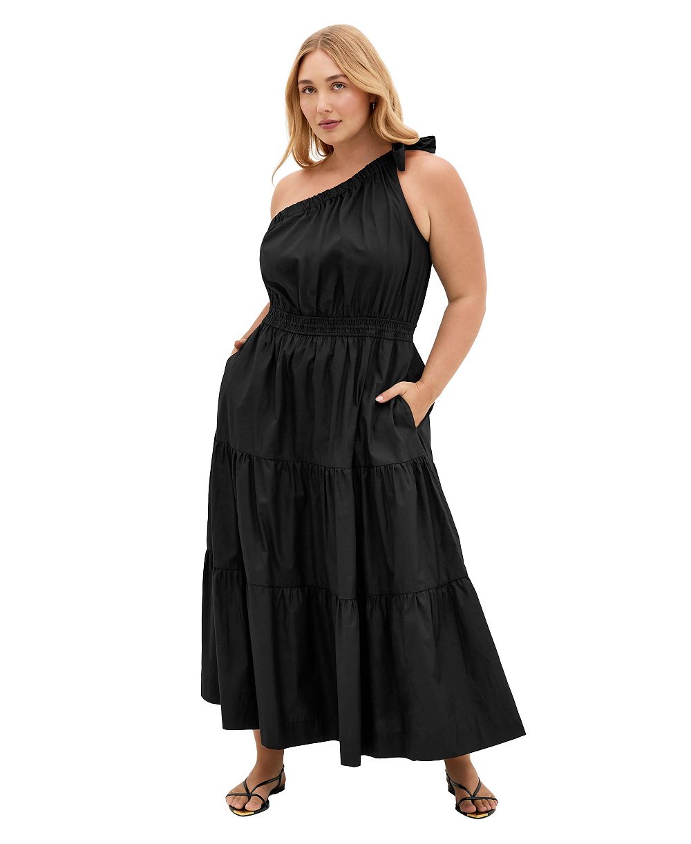 CITY CHIC Женское платье макси Haylee One Shoulder Cotton