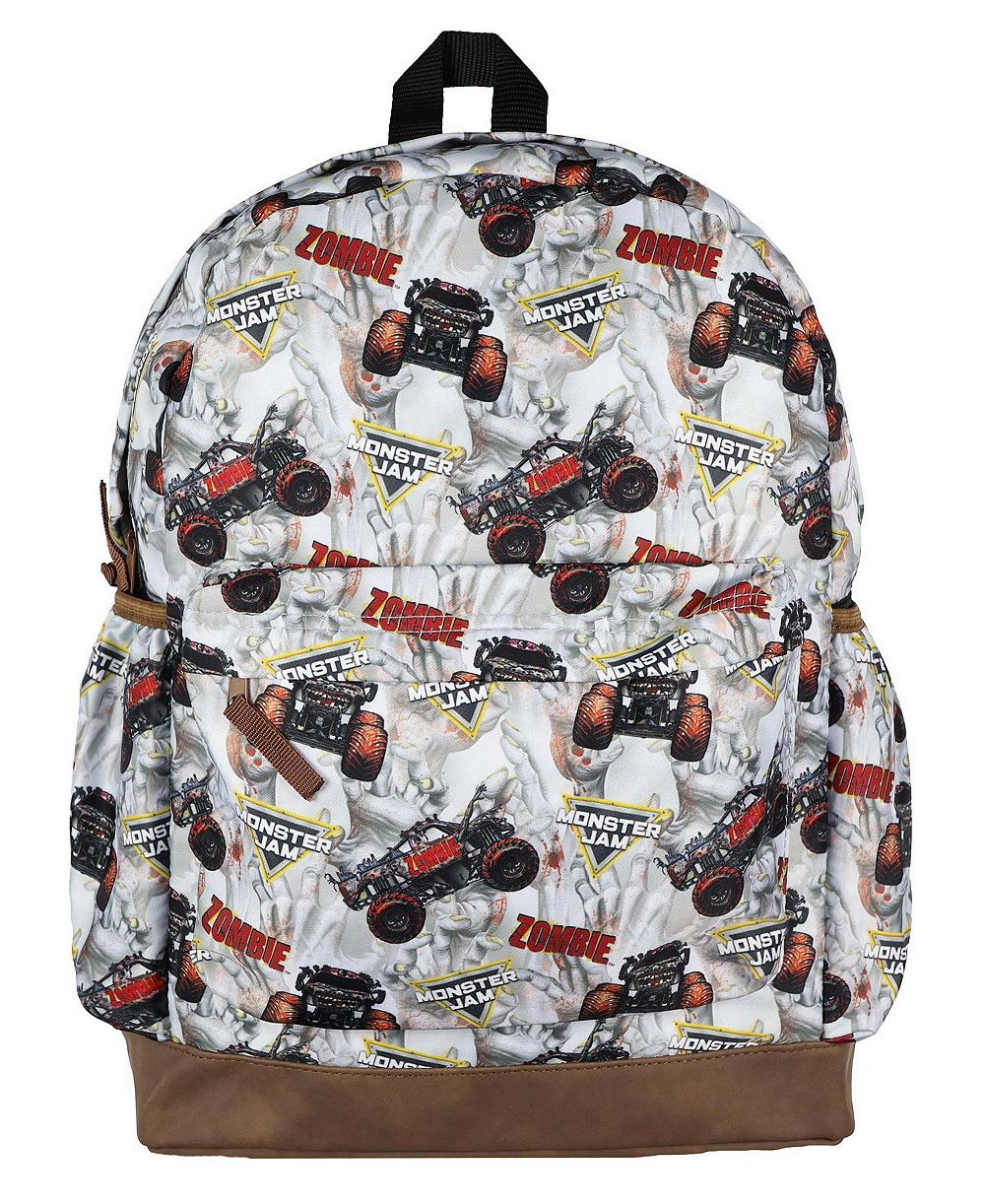 Monster Jam Zombie Backpack All Over Design 16 Inch Book Bag School