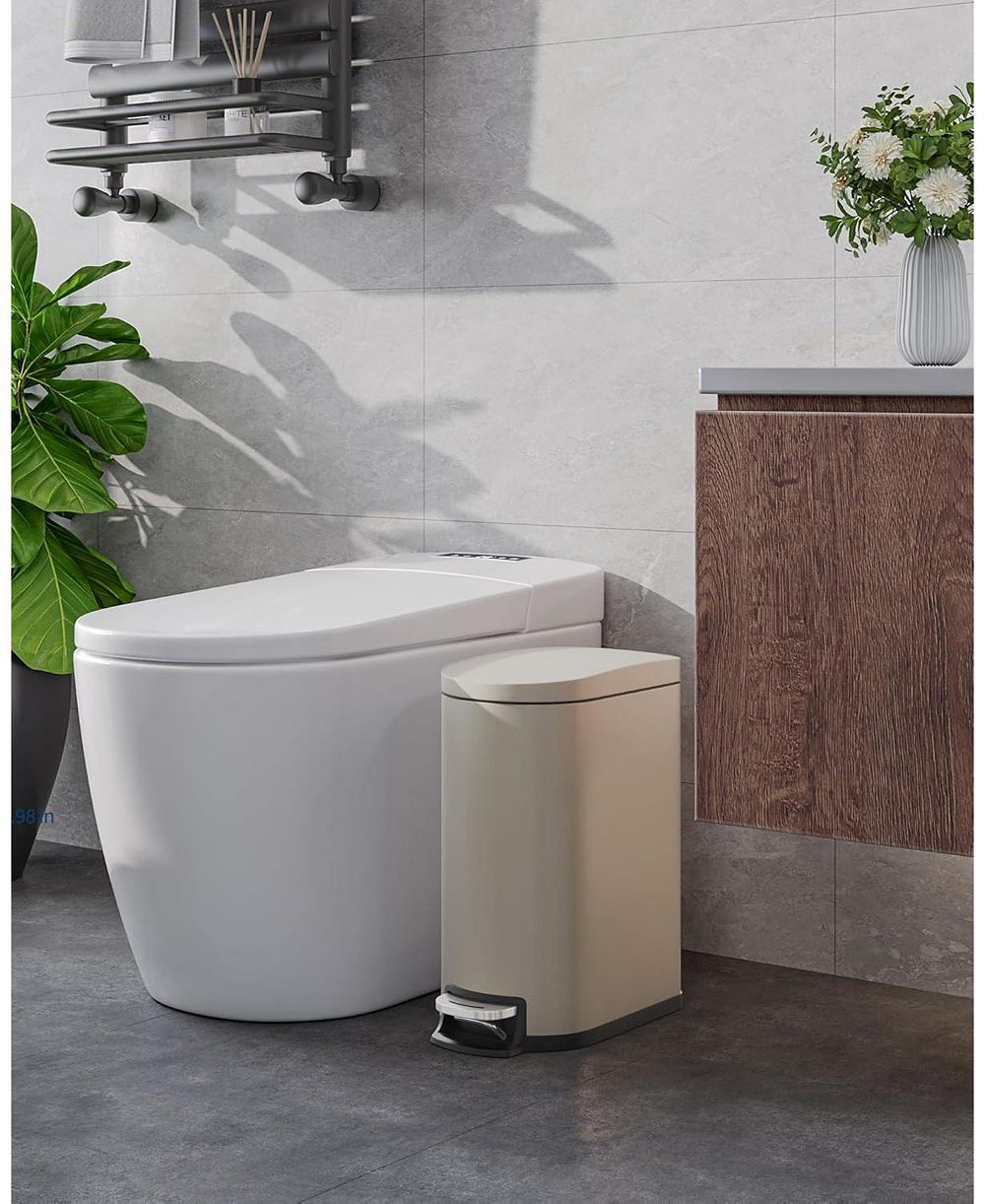 gaomon 1.6 Gal Step-On Stainless Steel Trash Can, Garbage Bin with Soft Close Lid