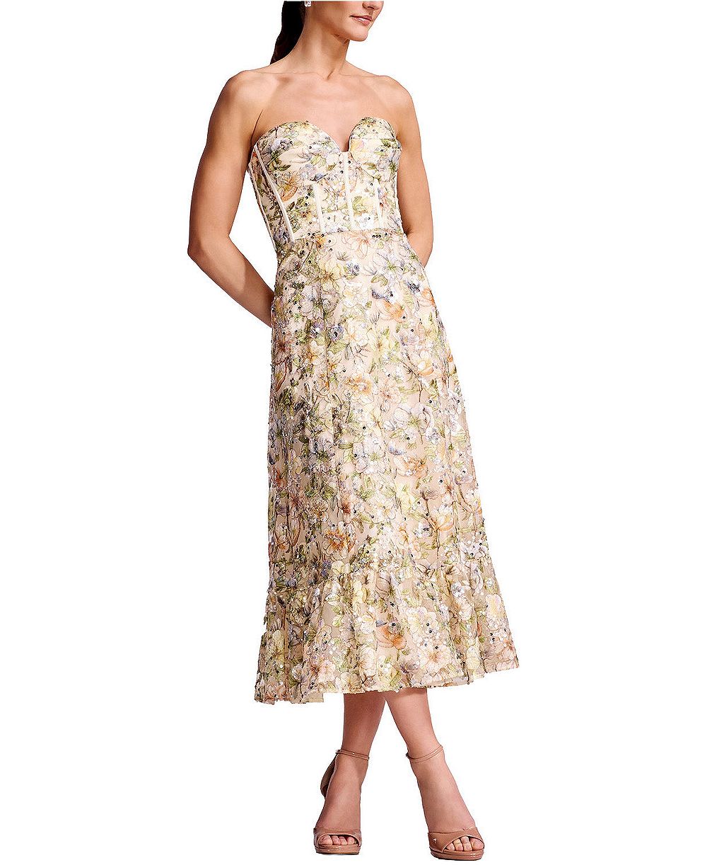 Женское платье Dress the Population Carina с цветочным пайеточным узором и вырезом сердечком