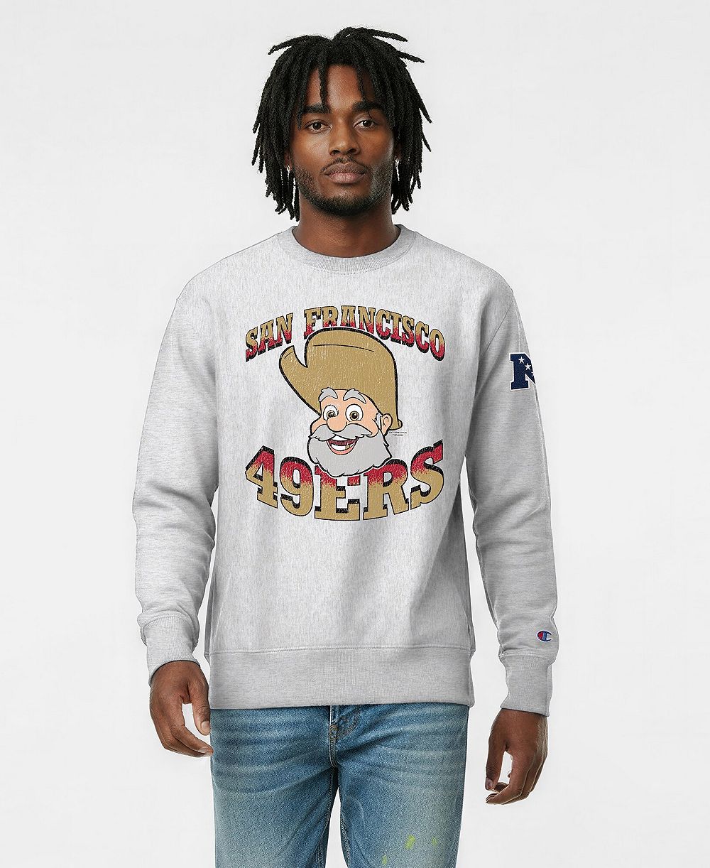 Champion, мужской свитшот с круглым вырезом из флиса Reverse Weave, San Francisco 49ers, Disney X Champion, серебристый
