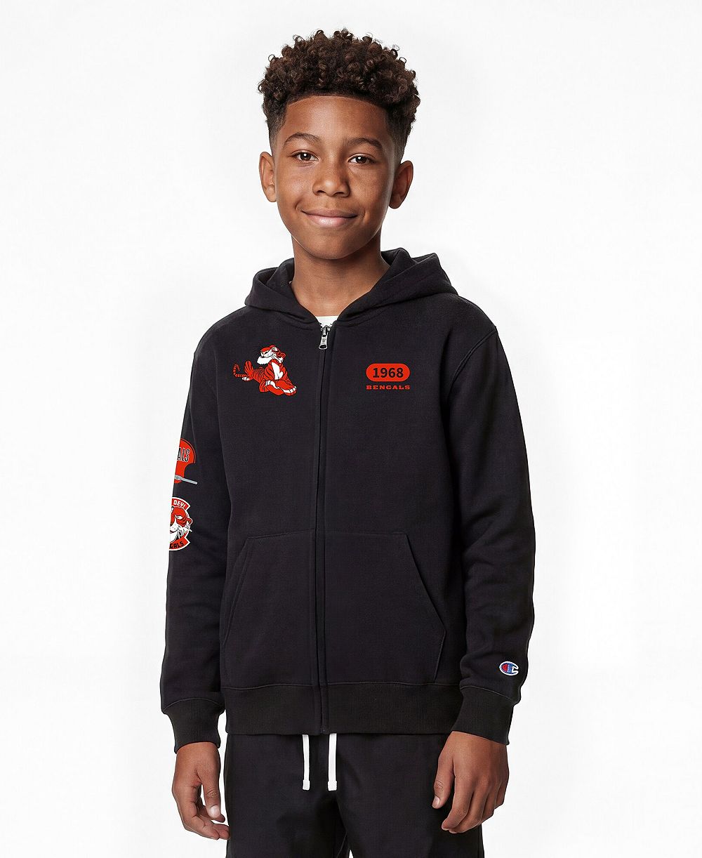 Champion худи с полной молнией Black Cincinnati Bengals Disney X Champion для мальчиков и девочек