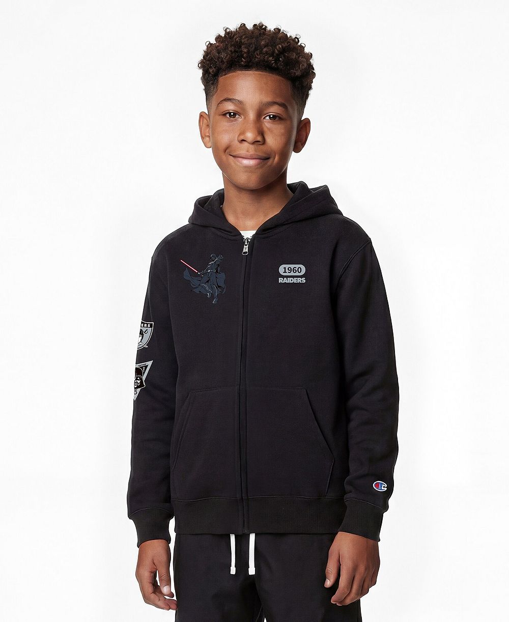 Champion Big Boys and Girls Black Las Vegas Raiders Disney X Champion Full-Zip Hoodie
