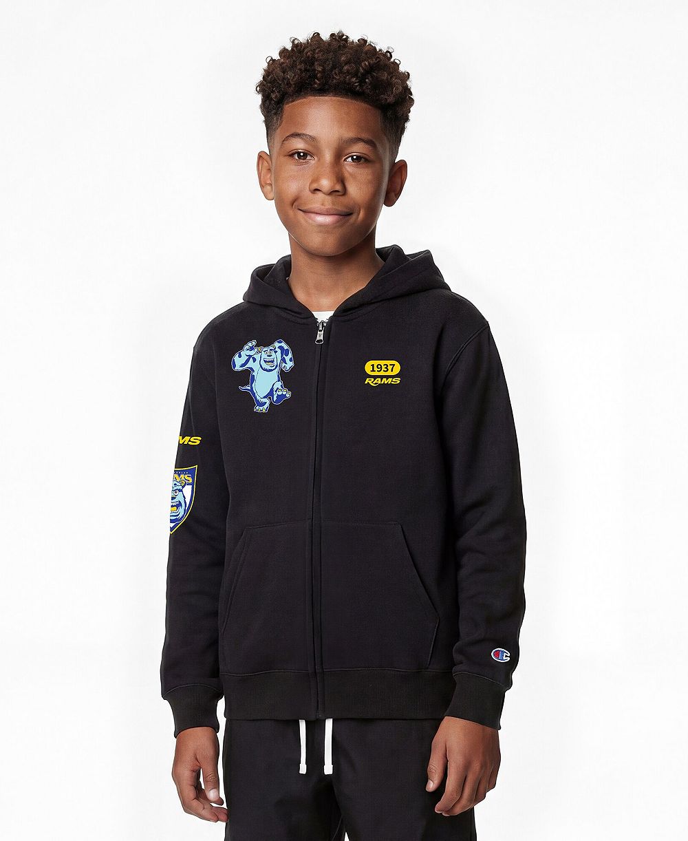 Champion Big Boys and Girls Black Los Angeles Rams Disney X Champion Full-Zip Hoodie