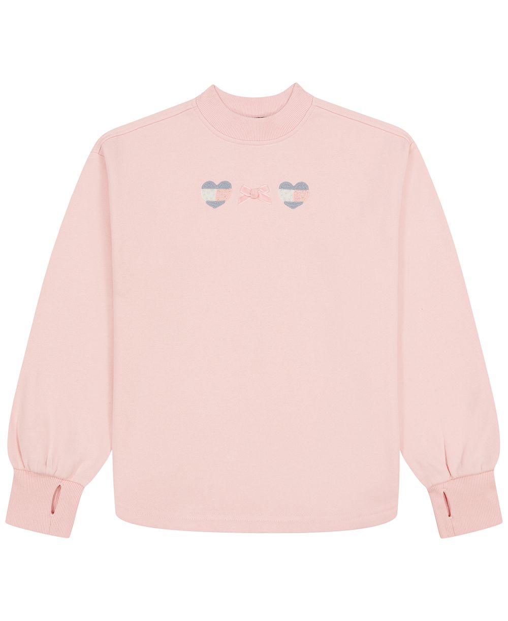 Tommy Hilfiger Girls' 4-16 Mock-Neck Drop-Shoulder Ribbed-Thumbhole Cuffs Sweatshirt