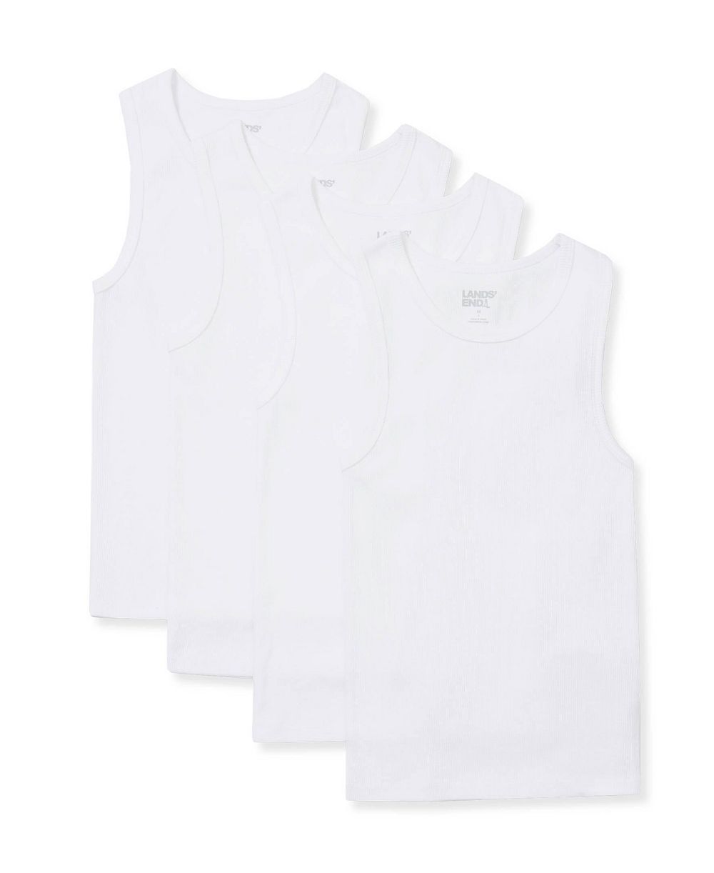 Lands' End Детский Boys' 4-20 Ribbed Cotton Tank Tops, 4-Pack