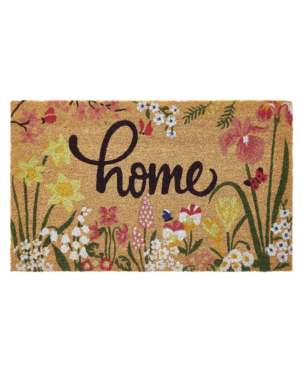 Входной коврик VCNY Home из кокосового волокна с цветочным узором для улицы, 18" x 30"
