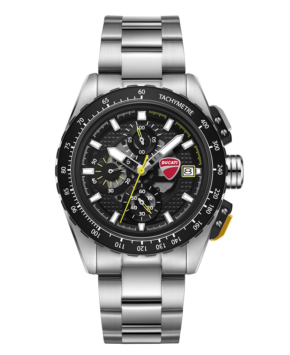Ducati Corse Men's Quartz Chronograph Leggenda Silver Stainless Steel Watch 42mm