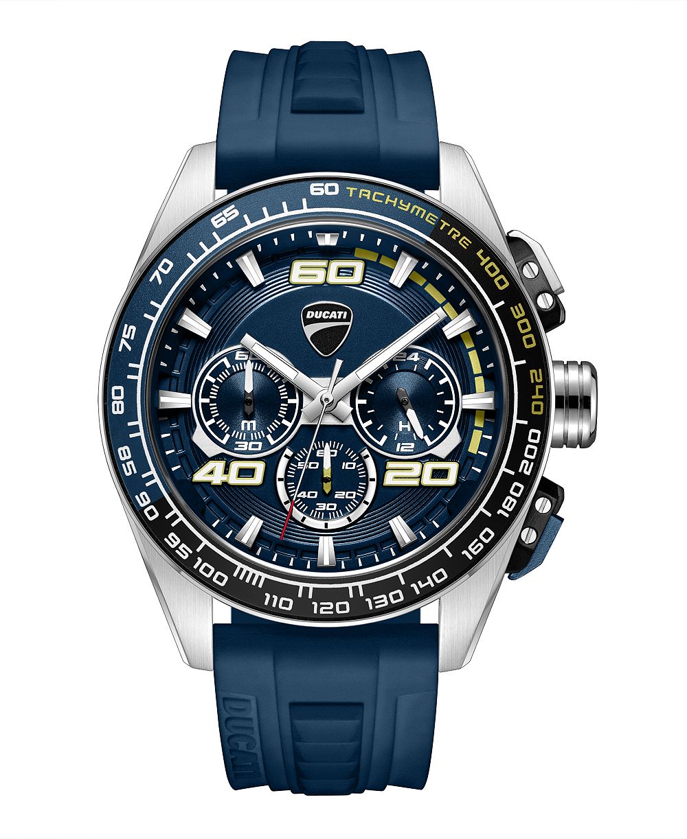 Ducati Corse Men's Quartz Chronograph Blue Silicone Strap Watch 44mm