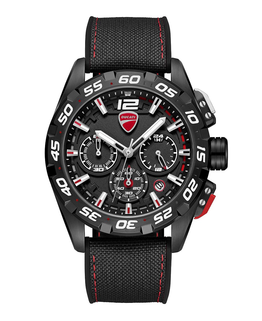 Ducati Corse Men's Quartz Chronograph Black Nylon Backed Silicone 42mm
