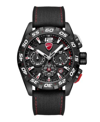 Ducati Corse мужские кварцевые хронографы с черным силиконовым ремешком на нейлоновой подкладке, 42 мм