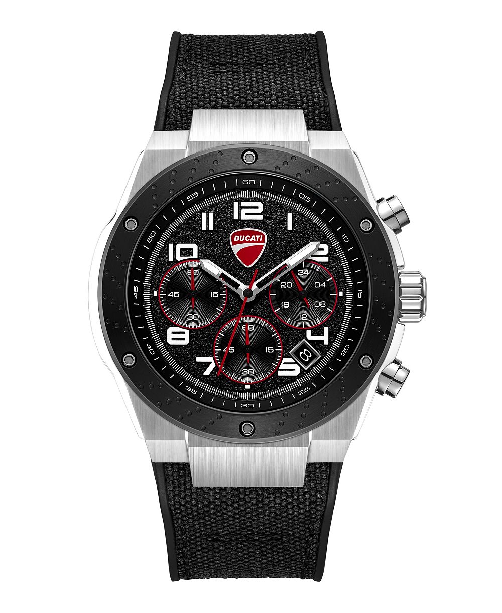 Ducati Corse Men's Quartz Chronograph Trailmaster Black Nylon-Backed Silicone Strap Watch 52mm