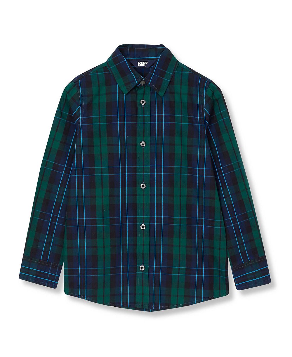 Lands' End Big Boys Husky Holiday Long Sleeve Poplin