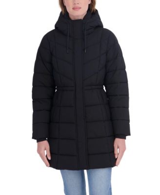 Sebby Collection Women's 3/4 Hooded Anorak Puffer Coat