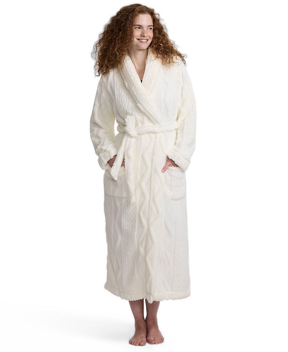 Lands' End Women's Cozy Cable Plush Fleece Robe