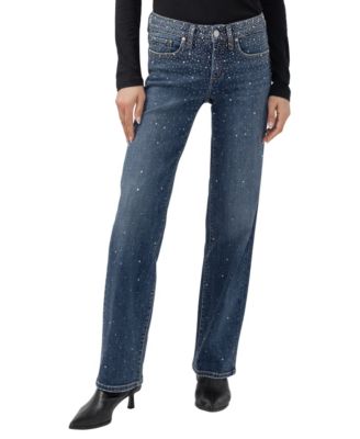 Silver Jeans Co. Женские прямые джинсы средней посадки с стразами, модель Suki
