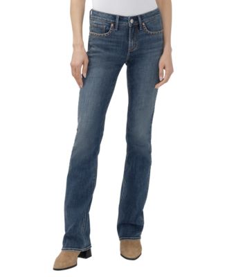 Silver Jeans Co. Women's Suki Slim Boot Mid-Rise Studded Jeans