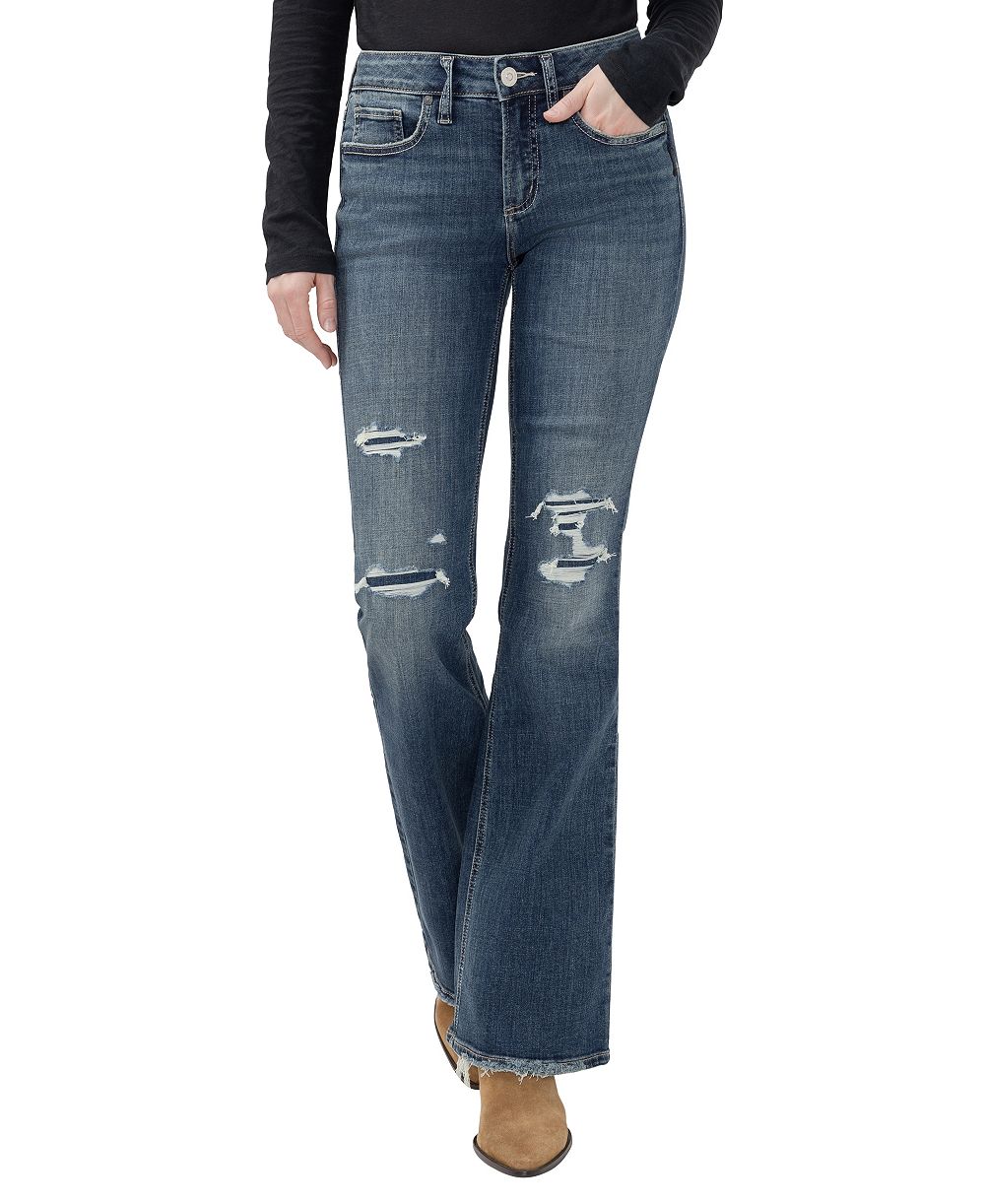 Silver Jeans Co. Women's Suki Distressed Mid-Rise Bootcut Jeans