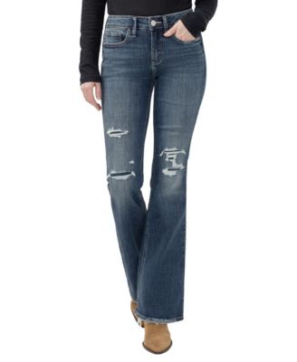 Silver Jeans Co. женские джинсы Suki с высокой посадкой и расклешенным низом, потертые