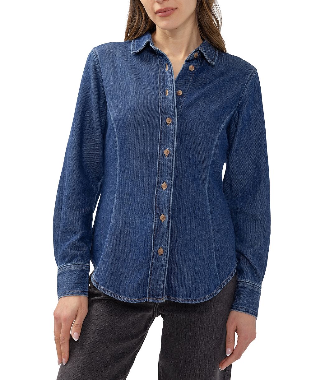 Silver Jeans Co. женская длинная рубашка с пуговицами и длинным рукавом из денима, модель Angie