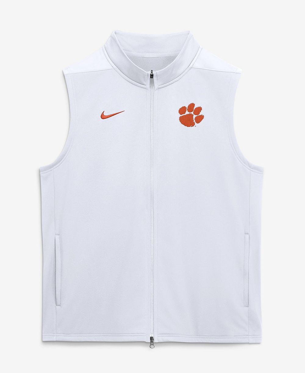 Nike мужская белая полная застегивающаяся жилетка Clemson Тайгерс Primetime Victory Therma-FIT