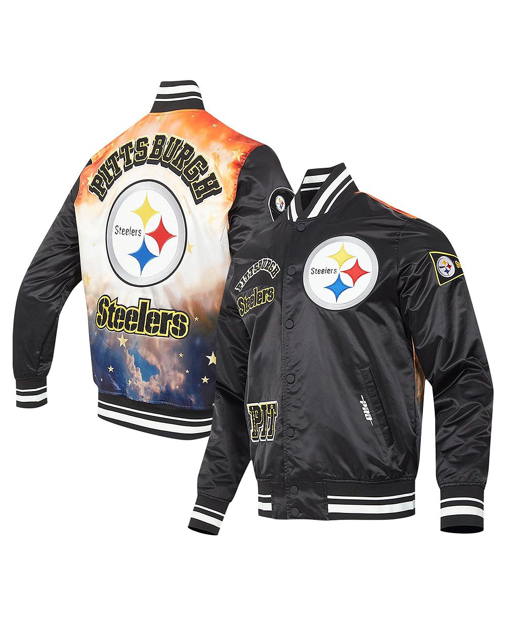 Pro Standard Men's Black Pittsburgh Steelers Sublimated Satin Full-Snap Jacket
