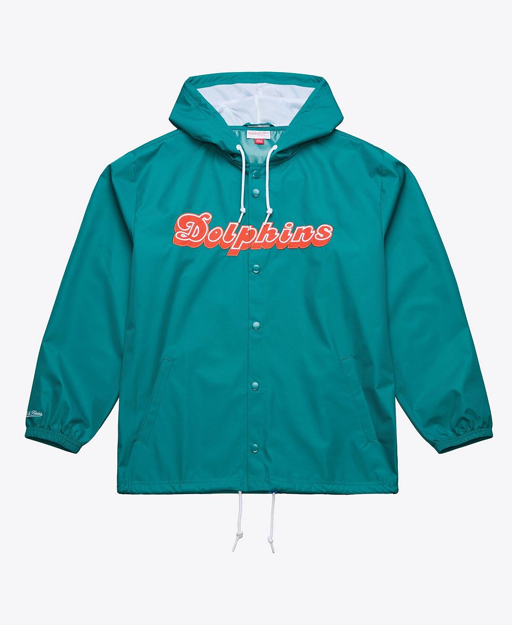Mitchell & Ness Мужская ветровка Miami Dolphins с капюшоном и молнией на четверть, голубая