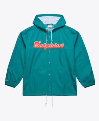 Mitchell & Ness Мужская ветровка Miami Dolphins с капюшоном и молнией на четверть, голубая