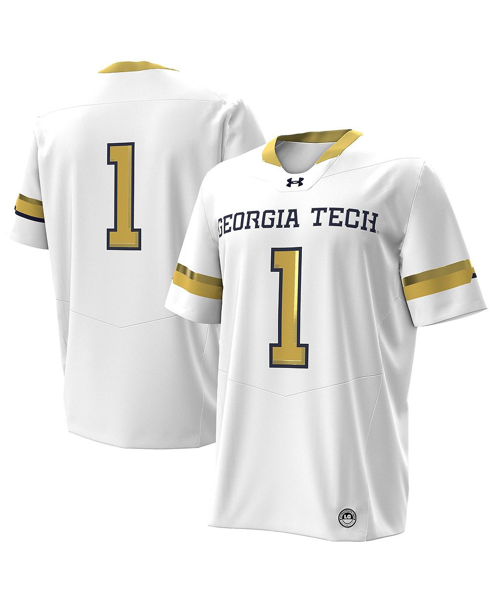 Under Armour Men's Number 1 Georgia Tech Yellow Jackets Away Replica Notch Neck Football Jersey