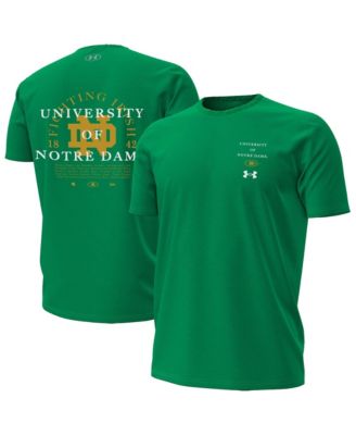 Мужская футболка Under Armour UA Performance из хлопковой смеси с принтом Notre Dame Fighting Irish, короткий рукав, круглый вырез