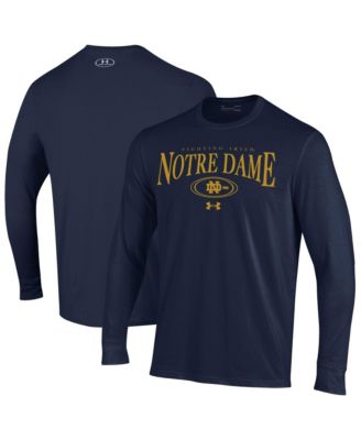 Under Armour мужская хлопковая футболка с длинным рукавом Notre Dame Fighting Irish 2026, темно-синяя
