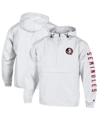 Champion Men's White Florida State Seminoles Cloud Packable Half-Zip Hooded Jacket