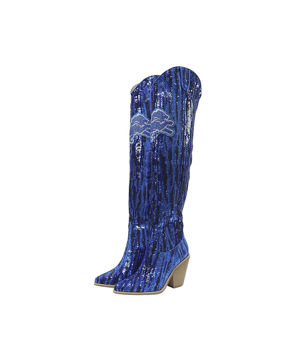 Cuce Detroit Lions Over-the-Knee Two-Tone Sequin Boots