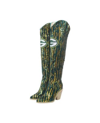 Cuce Green Bay Packers Over-the-Knee Two-Tone Sequin Boots