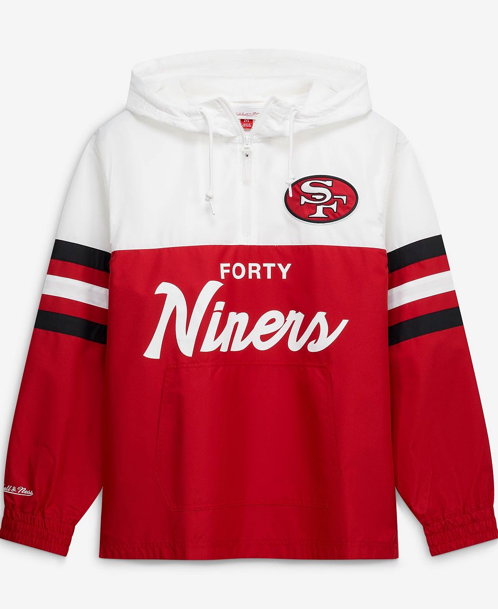 Mitchell & Ness Men's Scarlet San Francisco 49ers Head Coach Anorak Quarter-Zip Windbreaker Jacket